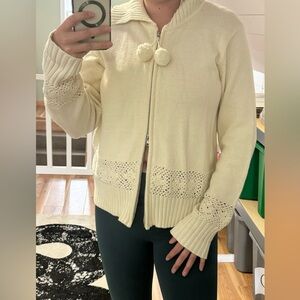 Vintage Crochet Stitched Zip Up Sweater